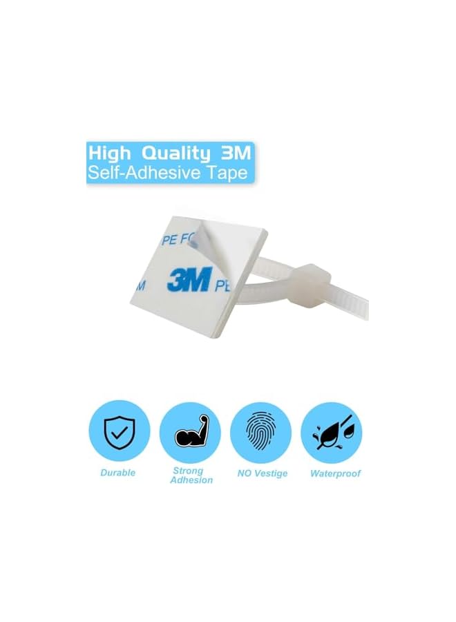 3M 100-Piece Self-Adhesive Cable Tie Mounts - Strong 3M PE Foam Backing Zip Tie Bases for Wire Management - White - Image 4